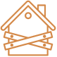 House icon with boarded-up windows.